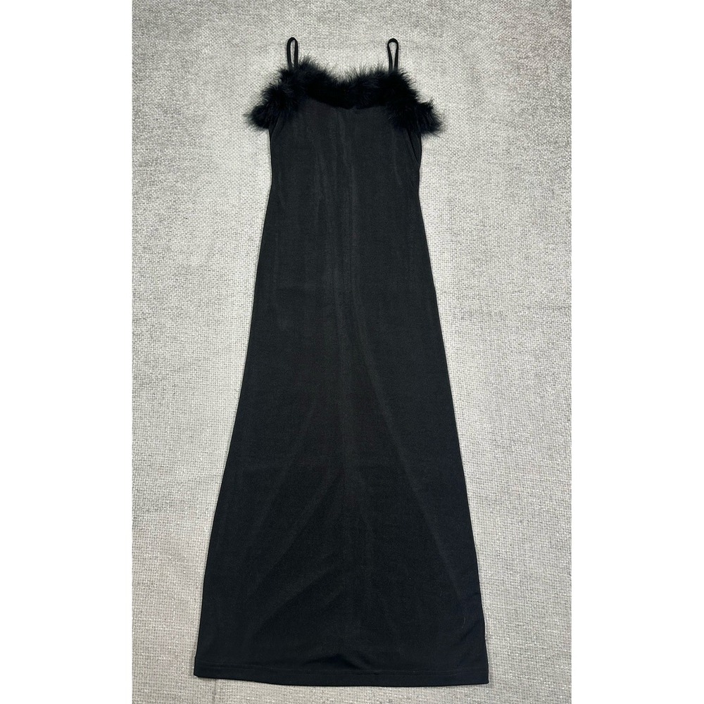 California Concepts Dress Women Small Black‎ Feathers 90s Whimsigoth Vamp Read